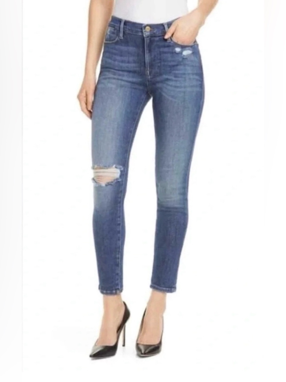 FRAME Denim Le High Skinny Distressed Jeans Size 28